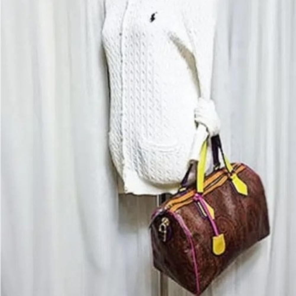 Etro Brown Paisley Tote with Yellow, Purple & Pink Accents - Picture 3 of 8
